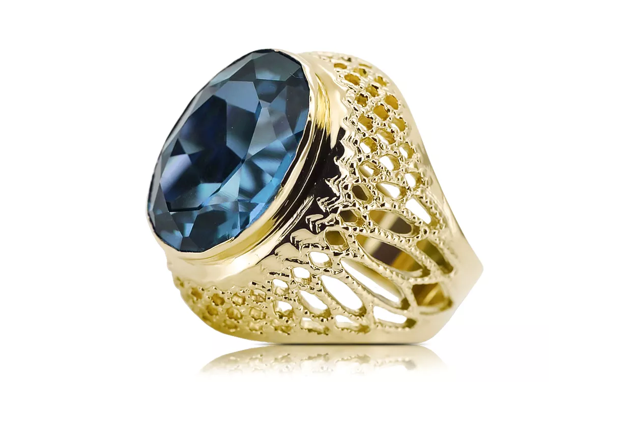 Vintažiniai amatai Žiedas Akvamarinas 14k geltono aukso vrc089y